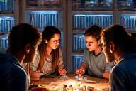 A diverse group of friends playing a tabletop role-playing game with dice and character sheets